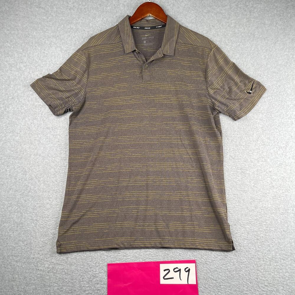 Nike Golf Dri Fit Polo Shirt Mens Medium Gray Performance Stretch Casual